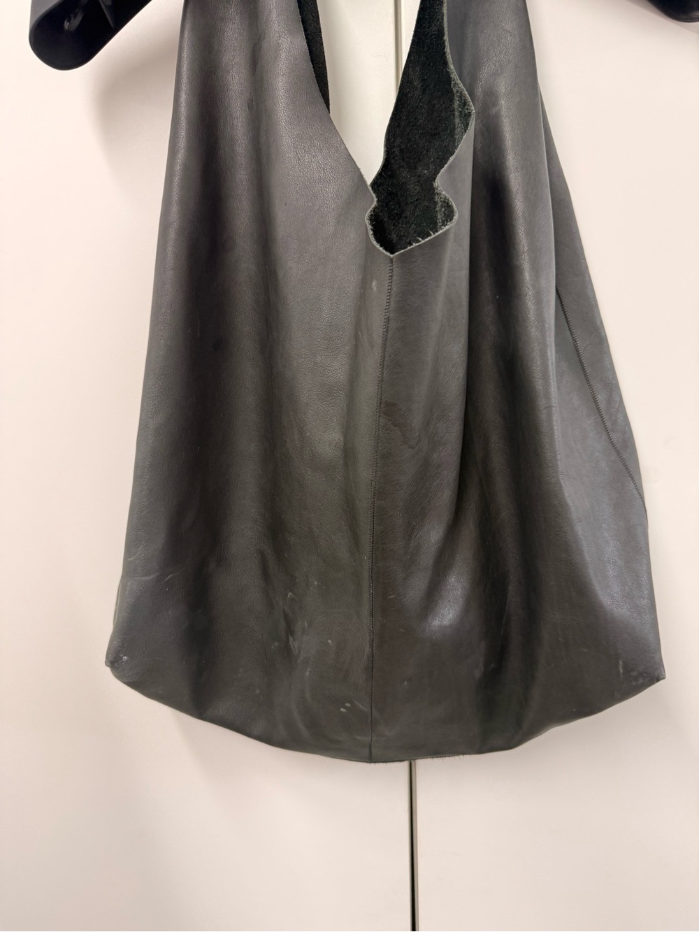 The Row Black Leather Shoulder Tote